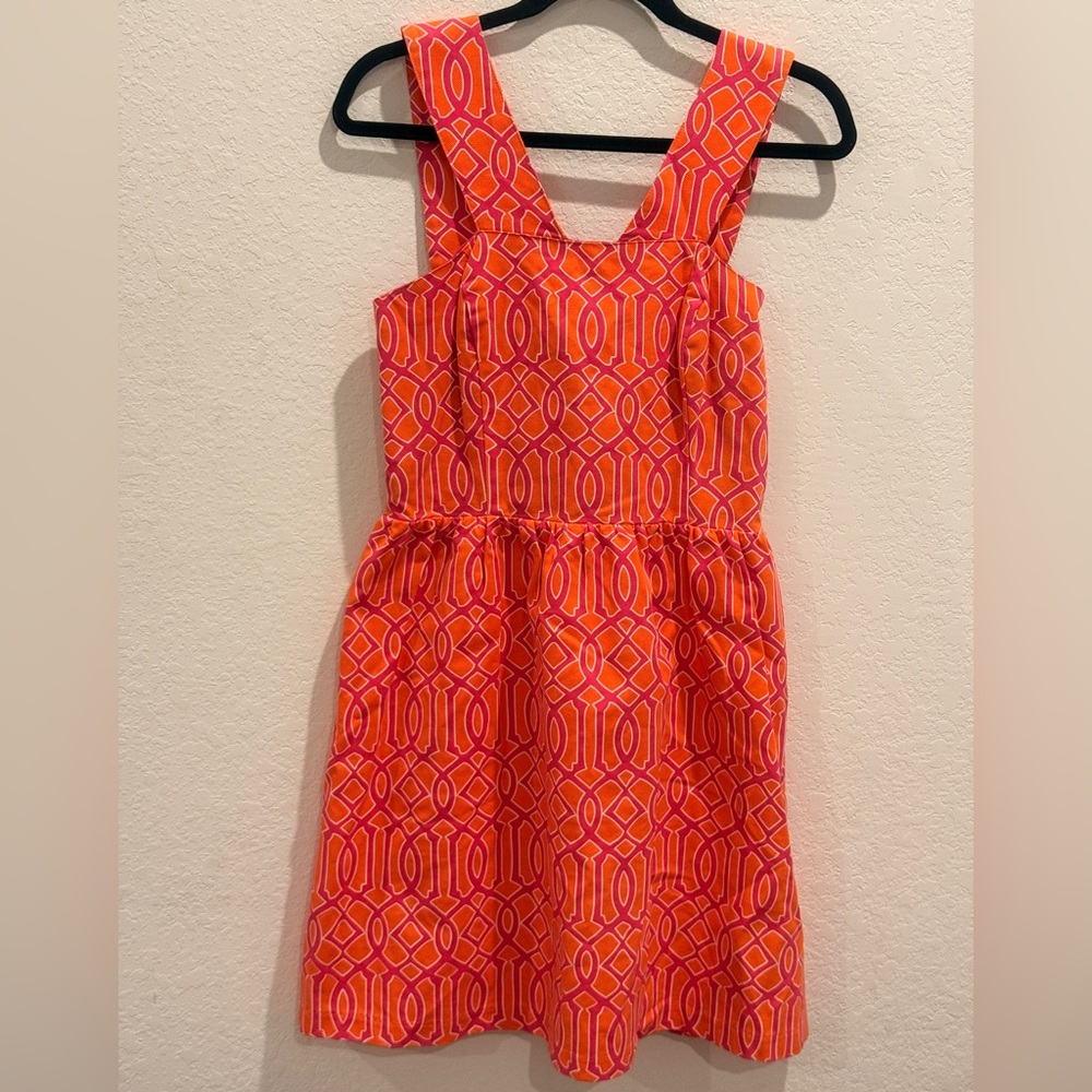 Mud Pie Orange and Pink Geo-Print Jumper Dress